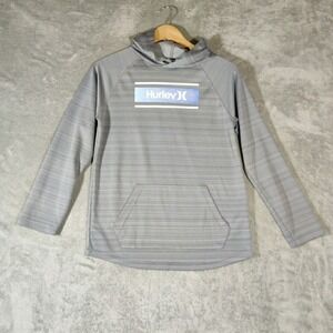 Hurley Sweatshirt Boys Large 14/ 16 Gray Grey Hooded Pullover Spell Out  Logo‎
